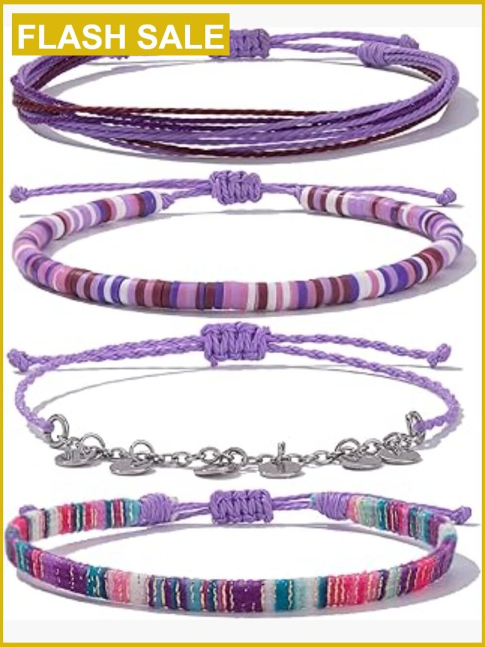 Waterproof String Anklets Boho Clay Beads Ankle Bracelets Cute Cloth Stainless
